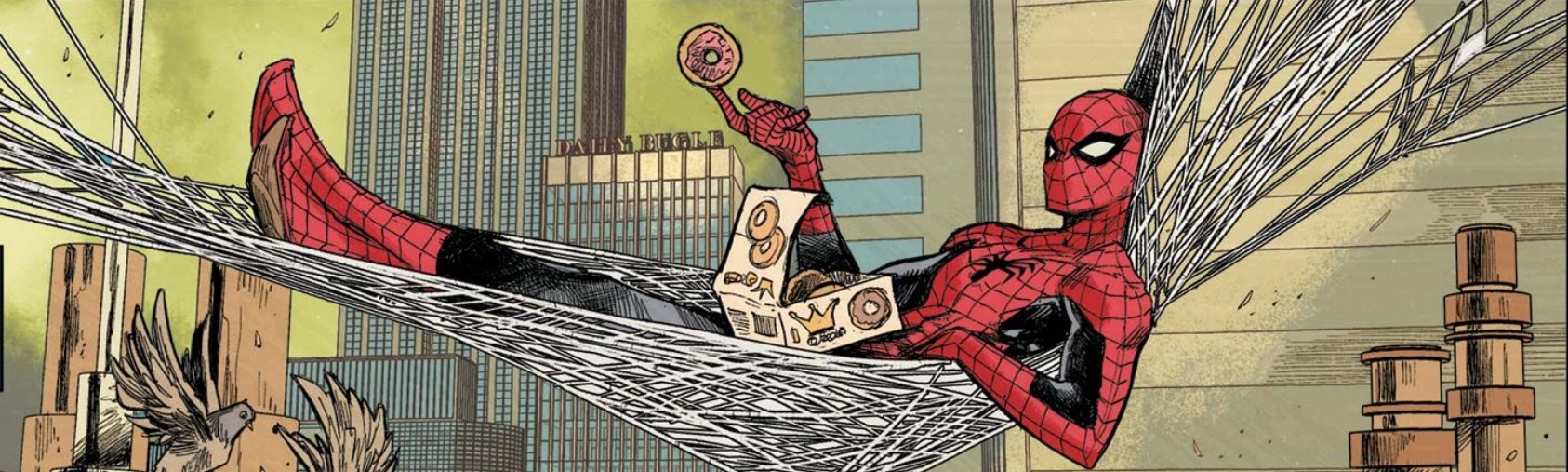Peter Parker holding a coffee mug